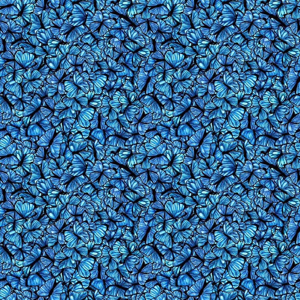 Repeating pattern of blue butterflies