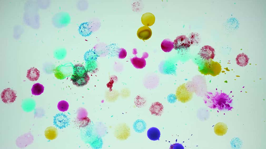 blobs of colourful ink dropped in water