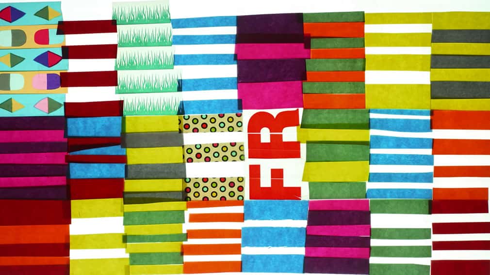 colourful strips of fabric and washi tape on a white backlight