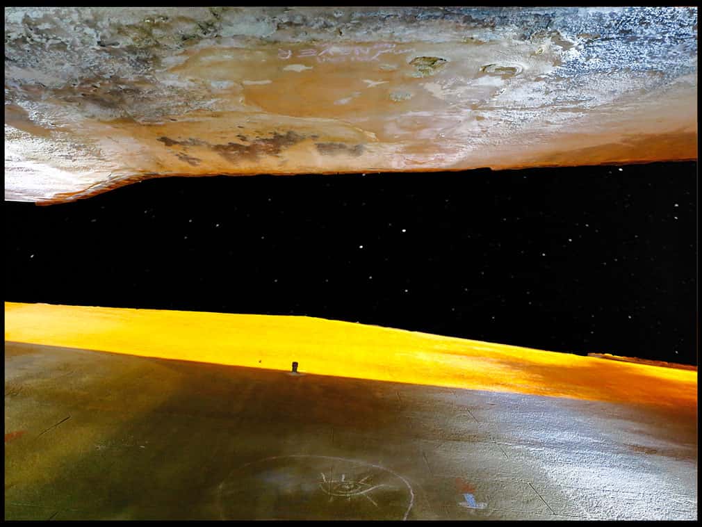 Dramatic skyline with stone ground and orange light