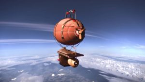 A steampunk hot air balloon airship