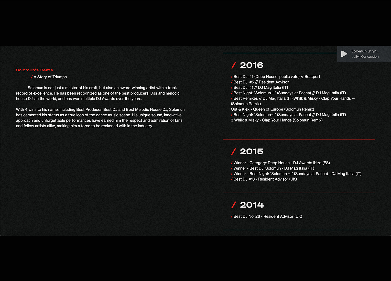 Student work by Rayane Zidane showing visual designs for Solomun website