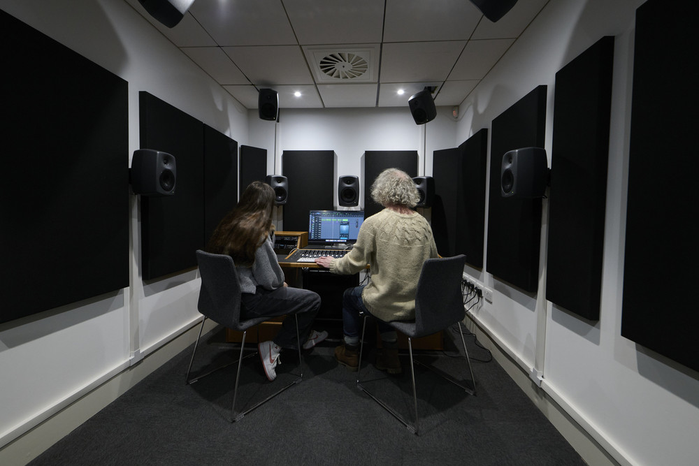 Students using Sound Studios