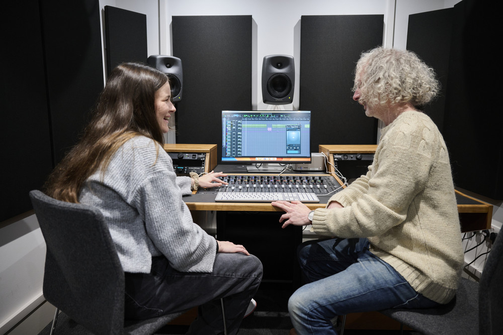 Students using Sound Studios