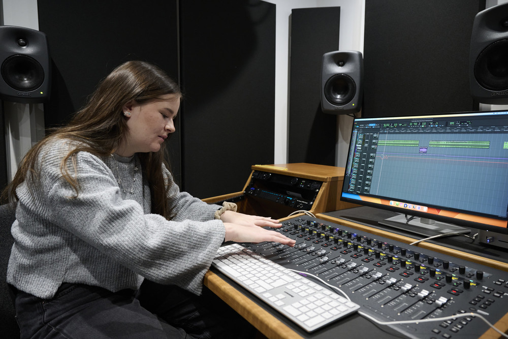 Students using Sound Studios