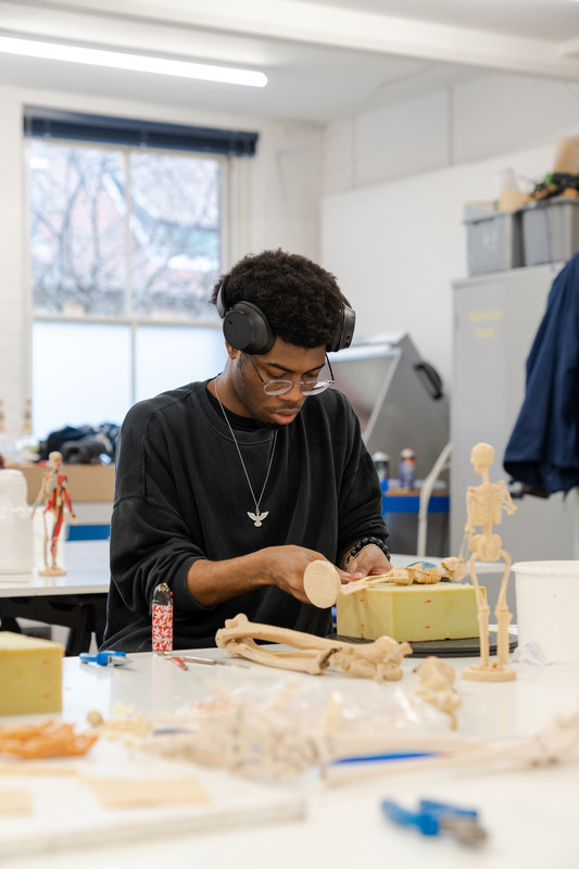 Students making in the make space for Wax Anatomy workshop