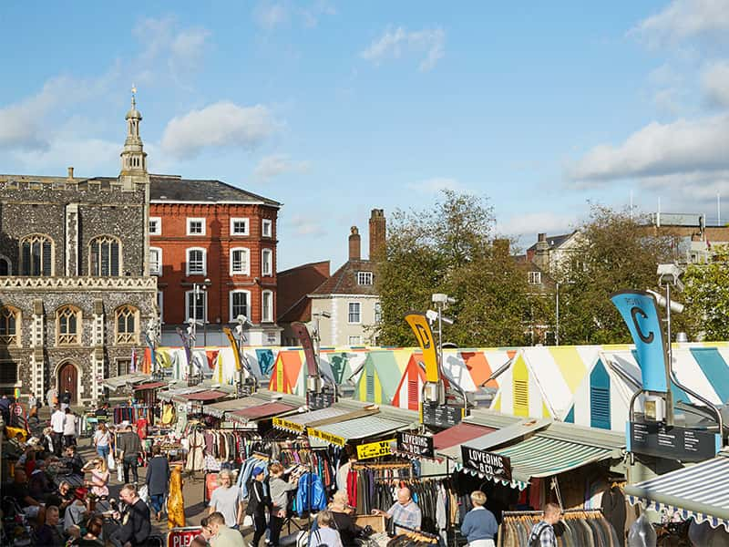 Image of Norwich's Medieval castle and market place