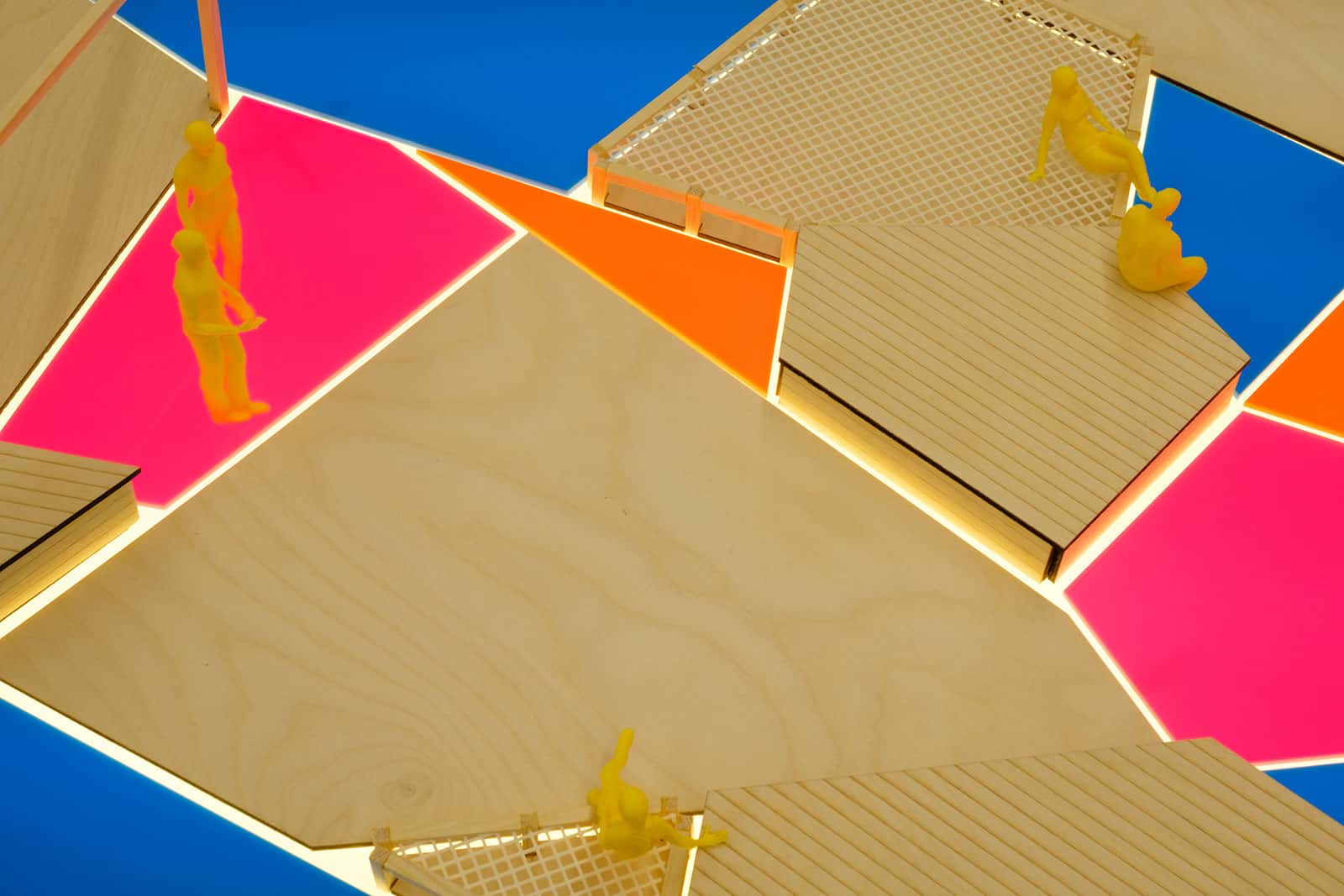 Brightly coloured Interior Design work at Norwich University of the Arts