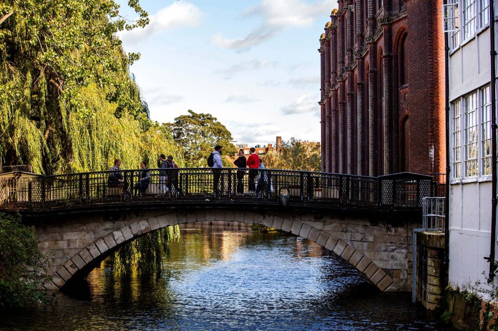 St Georges Bridge, Norwich over the river with green trees behind