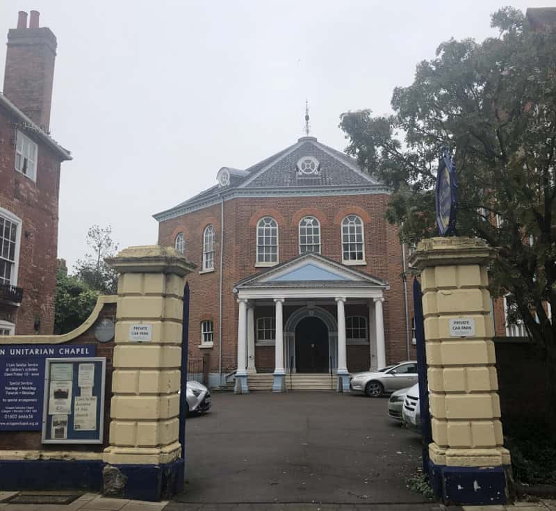 An exterior photograph of the Unitarian Chapel in Norwich