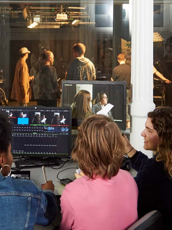 Students oversee production in the Boardman House Film Studio at Norwich University of the Arts