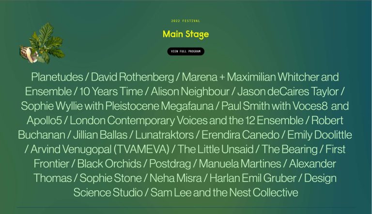 Main stage line up for the Natural Resonance Festival