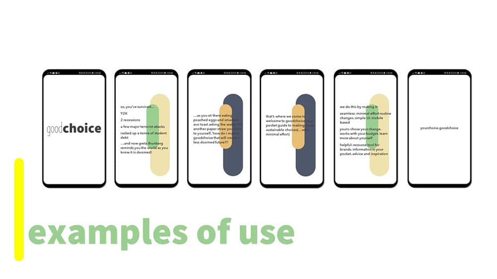 Image showing brand guidelines example of use on smart phone by ma communication design student