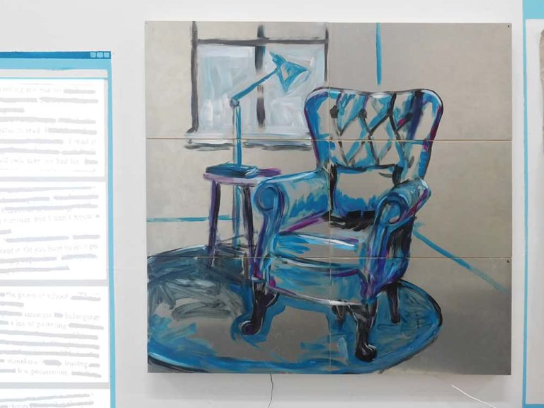 Image showing painting of blue chair on a conductive metal canvas