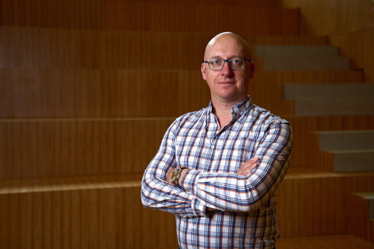 Chief Operating Officer Jeremy Smeeth standing in the Duke Street Production Theatre