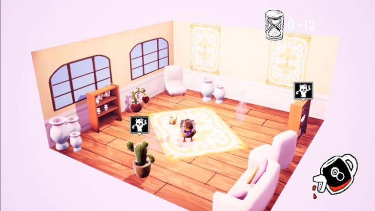 Screen shot of interior of a house with a bird sat in the middle of the room