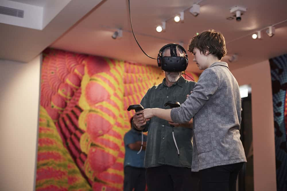 Image of two people using a VR headset