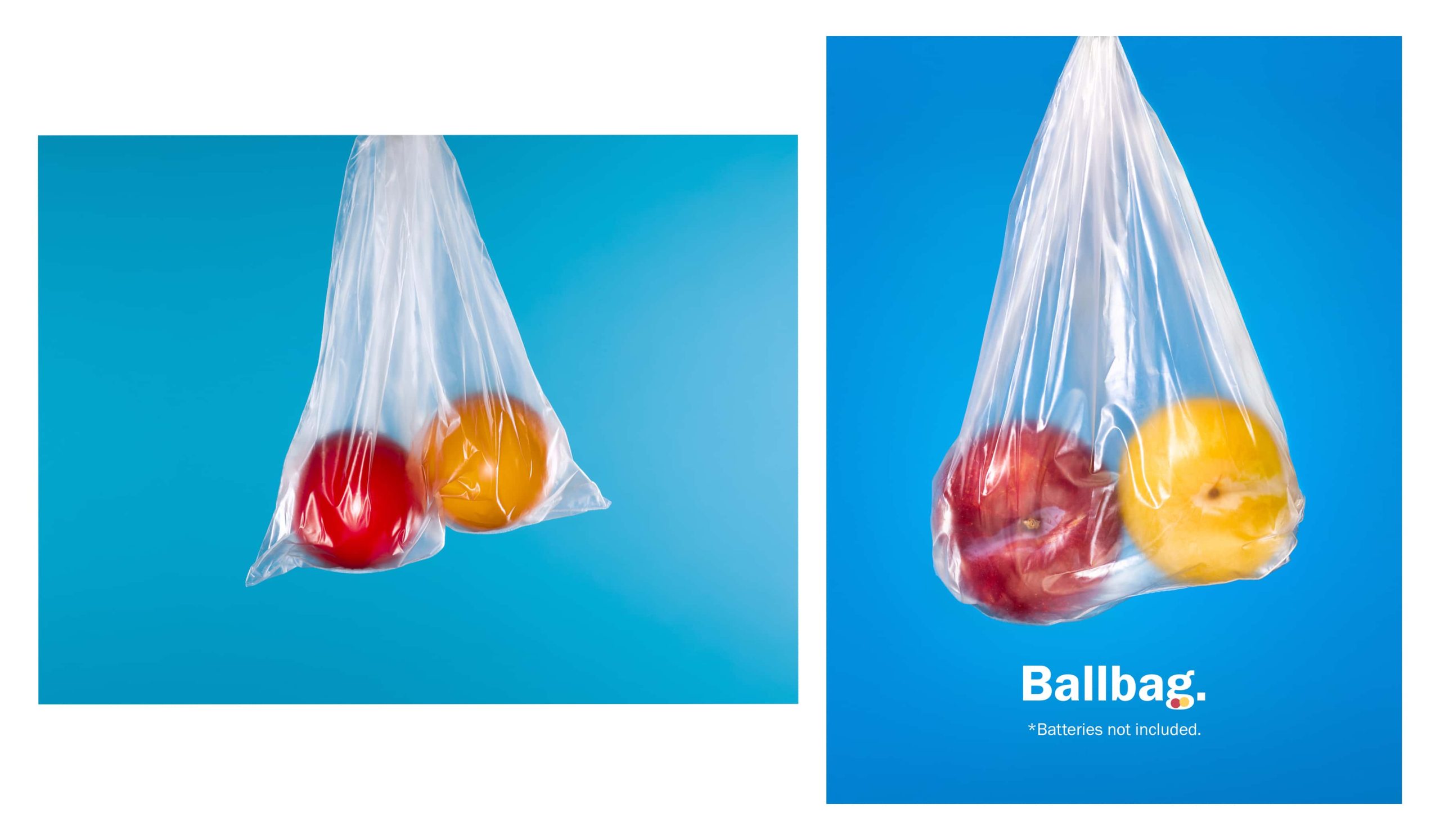 Photos from photography student Joey Rolph. Two plums are dangling in a clear plastic bag.
