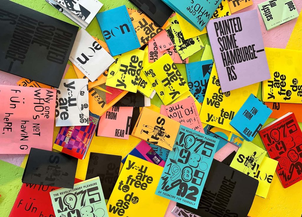 colourful spread of zine covers