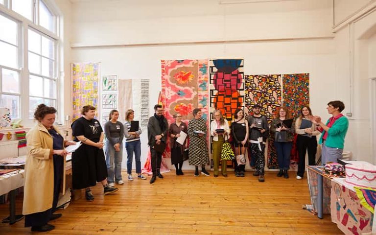 A group photo of the judges that took part in the BA (Hons) Textile Design Industry Awards