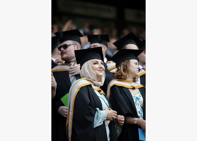 A photo of Norwich University of the Arts graduates at Graduation 2023.