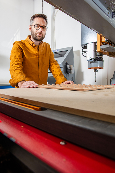 Portrait of Stephen Basset in the workshop at Norwich