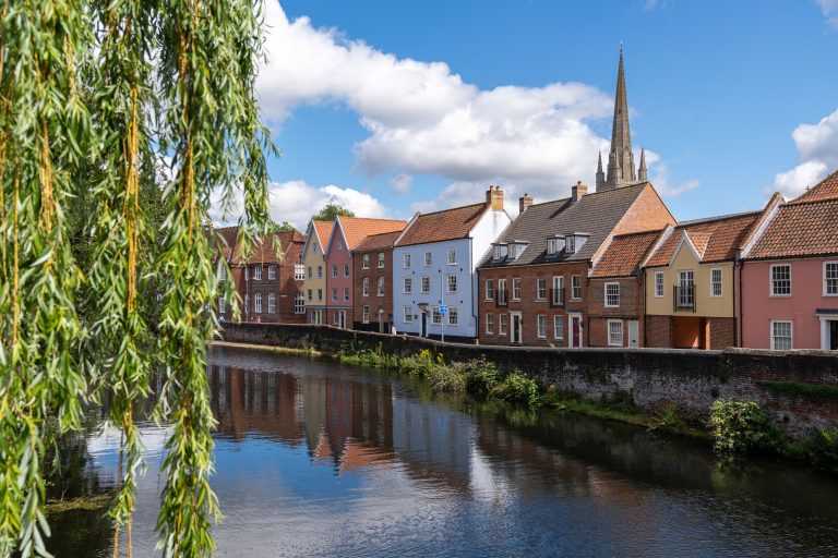 A photo of Quayside and the River Wensum on a summers day.