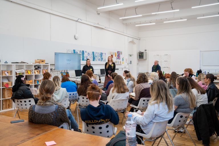 Habitat designers briefing a group of Textile Design students.