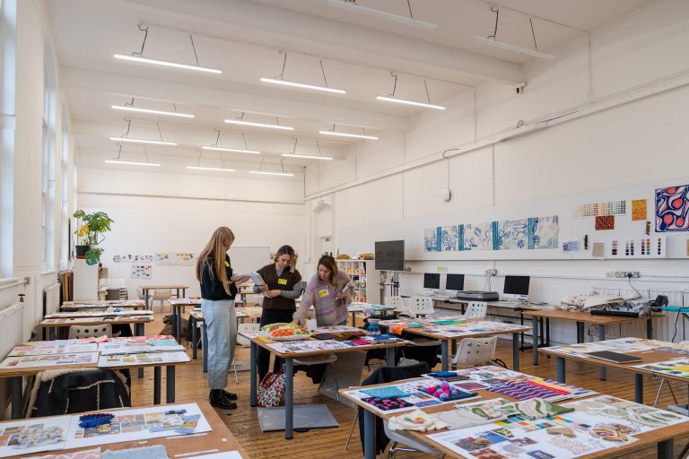 Habitat designers Tasha Warren, Charlotte Robinson and Louise Rynehart assessing students work.