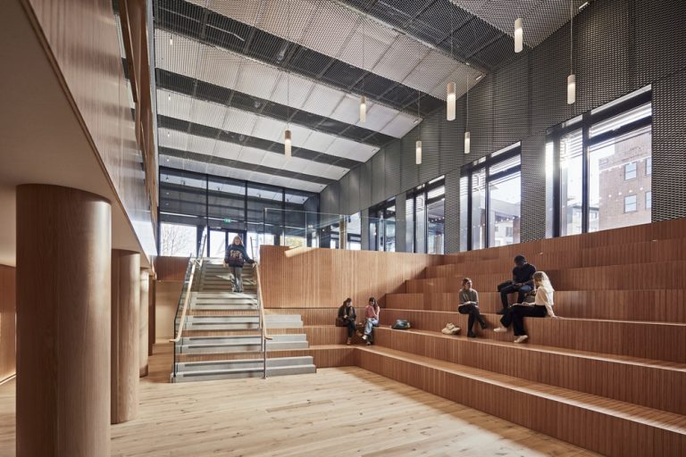 View of Danish Steps with students chatting.