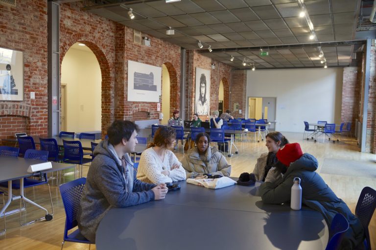 Duke Street foyer with students working