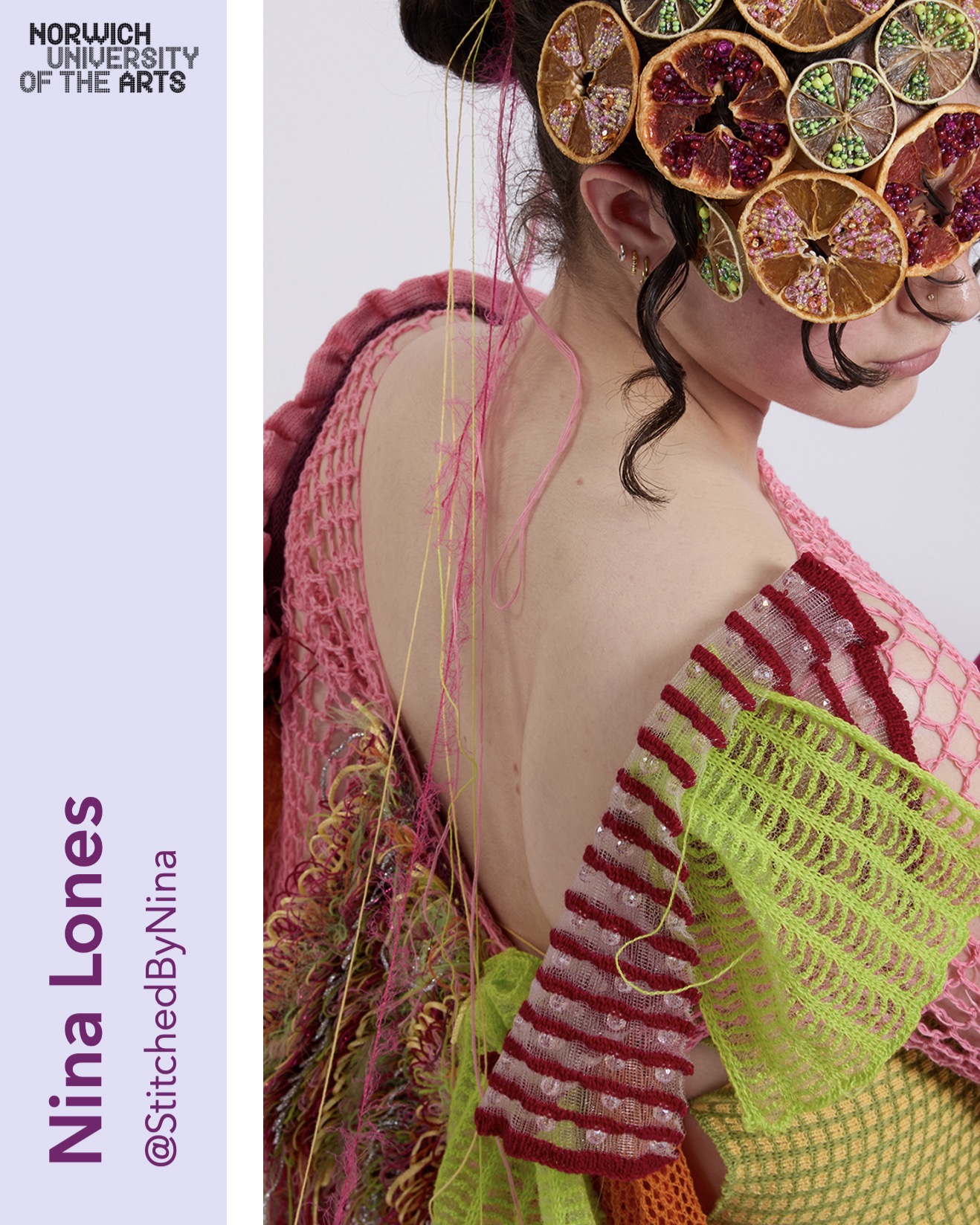 An image relating to Introducing our @norwichuniarts class of 2025 who will be showing work at @newdesigners stand 36, part 1 – next week
…

Nina Lones @StitchedByNina

Fruitful Glamour

I'm a knitwear designer focused on vibrant colour and dynamic pattern