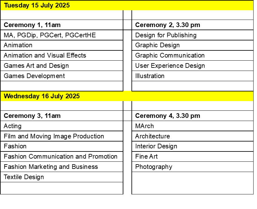 Calendar image showing Tuesday 15 July 2025 and Wednesday 16 July 2025 highlighted in yellow. Each date has a black background underneath, possibly for writing notes or scheduling information.