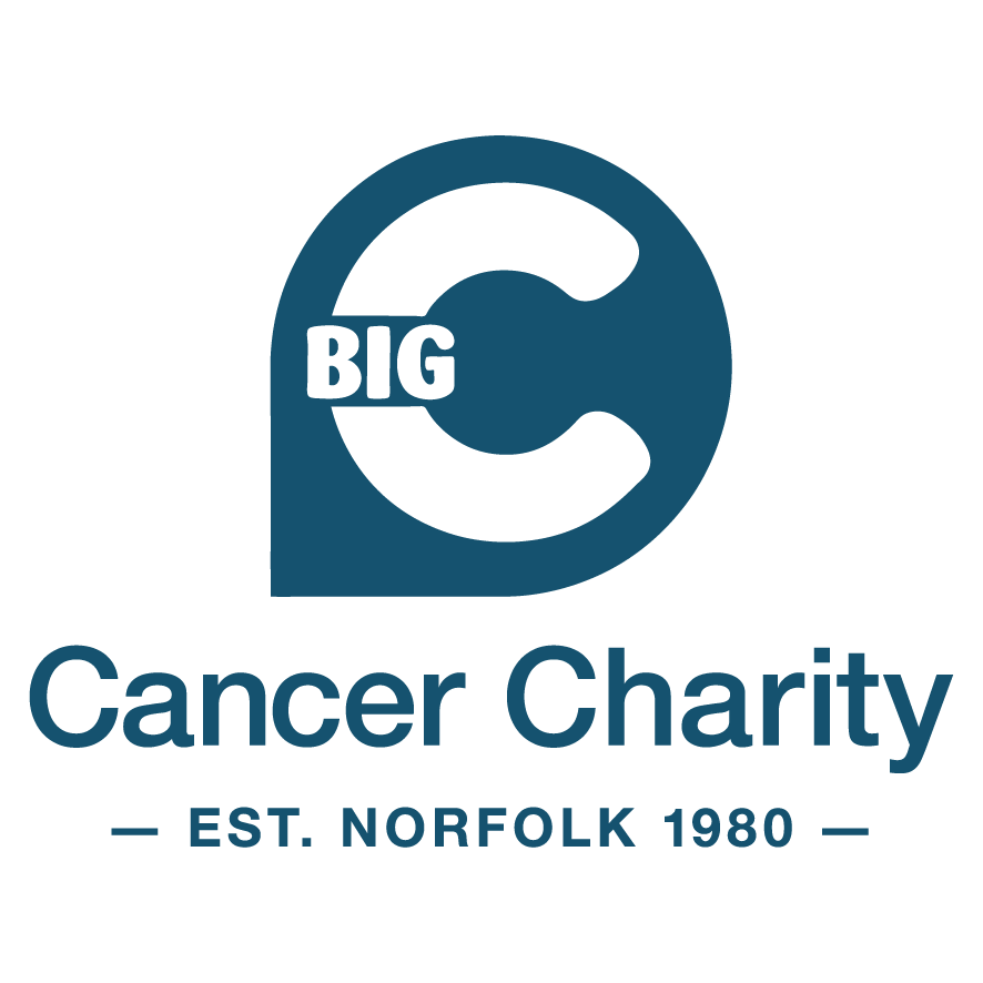 Logo for Big C Cancer Charity. Features a large blue letter "C" with the word "BIG" inside it. Below, it reads "Cancer Charity" and "EST. NORFOLK 1980" in blue text.