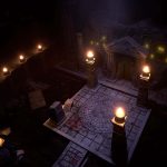 Image of a games environment featuring plinths with lanterns