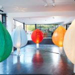 Image of inflated ballons with lights inside them on display in a gallery space