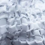BA Textile Design work by Sarah Venn, showing close ups of material in white