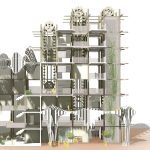 BA Architecture work by Molly Agnew showing a building from the outside as a drawing
