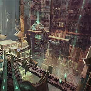 Environment Concept Painting of a Sci-Fi inner city